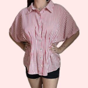 Marc New York Red and White Striped Button Down Shirt